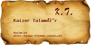 Kaizer Talamér névjegykártya